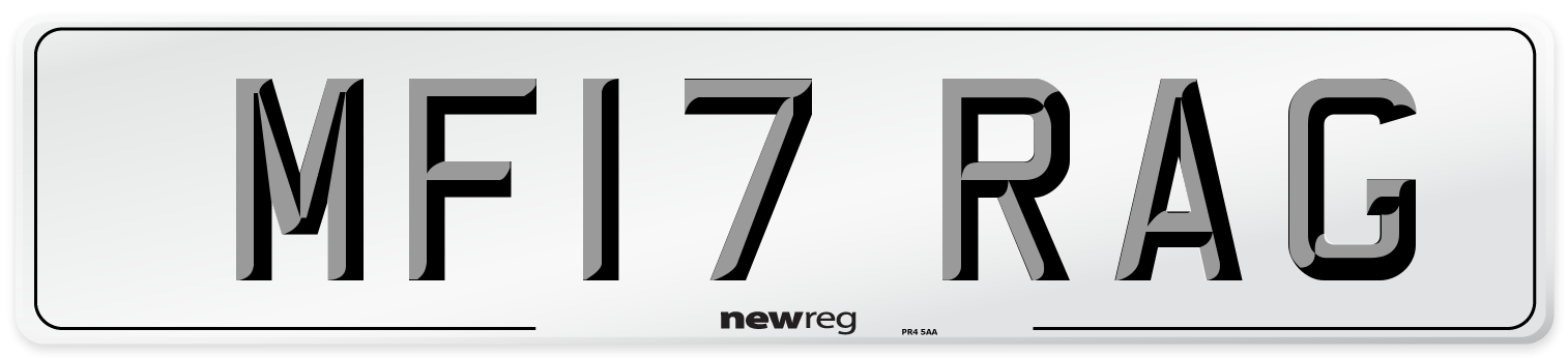 MF17 RAG Number Plate from New Reg